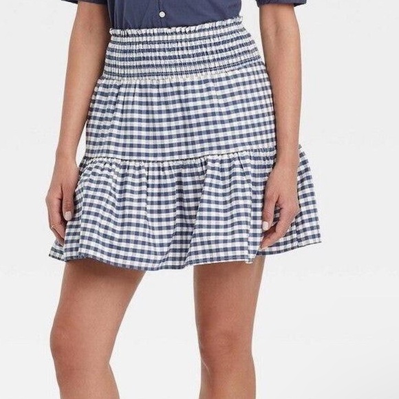 NWT Universal Thread Blue & White Checkered Skirt - Picture 1 of 11